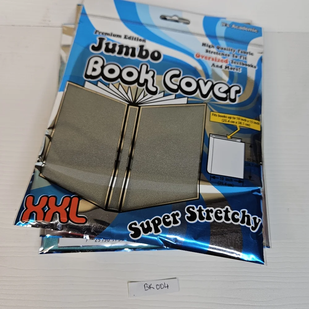 Premium Edition Jumbo Book Cover  XXL Super Stretchy Silver Lot Of 3